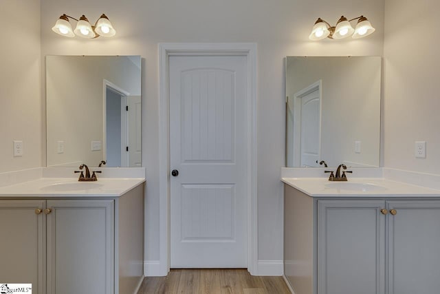 108 Walters Way, Pickens, SC 29671 - bathroom with two vanities and wood finished floors