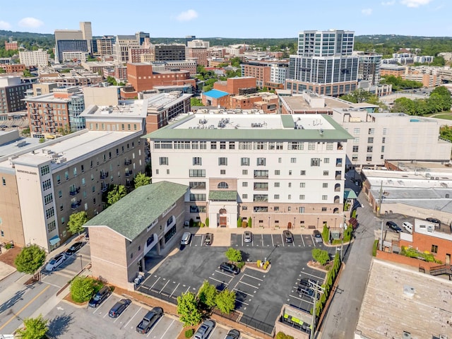 drone / aerial view with a city view