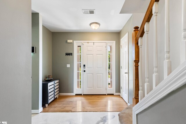 2 Susana Dr, Greer, SC 29651 - foyer with stairs, baseboards, visible vents, and wood finished floors