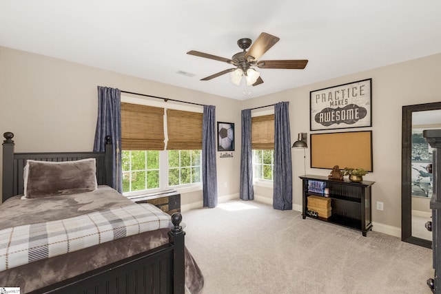 17 Avens Hill Dr, Greer, SC 29651 - bedroom with baseboards, carpet, ceiling fan, and visible vents