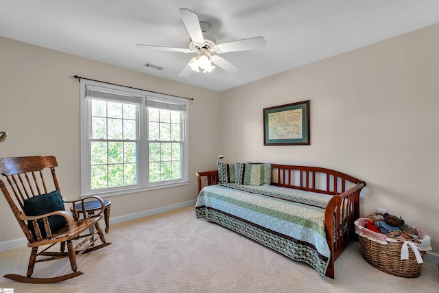 105 Chariot Ln, Simpsonville, SC 29681 - bedroom featuring a ceiling fan, baseboards, visible vents, and light carpet