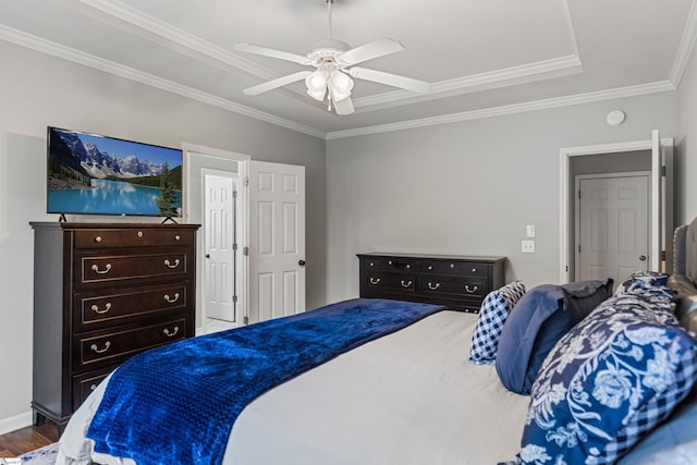 502 Kingsmoor Dr, Simpsonville, SC 29681 - bedroom featuring a ceiling fan, ornamental molding, and wood finished floors
