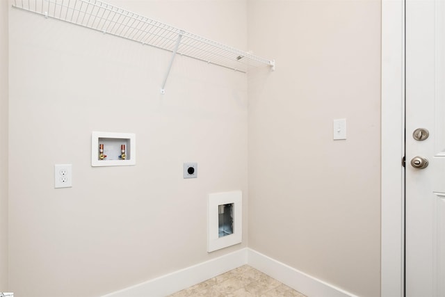 laundry room featuring laundry area, baseboards, washer hookup, and hookup for an electric dryer