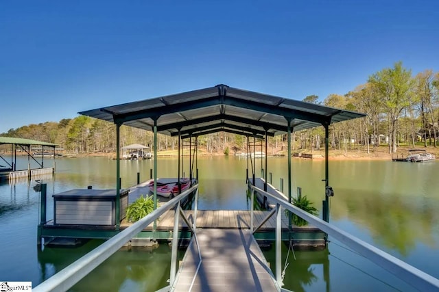 dock area featuring a water view