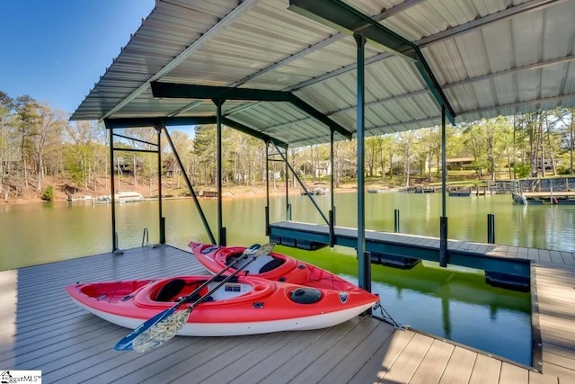 dock area featuring a water view