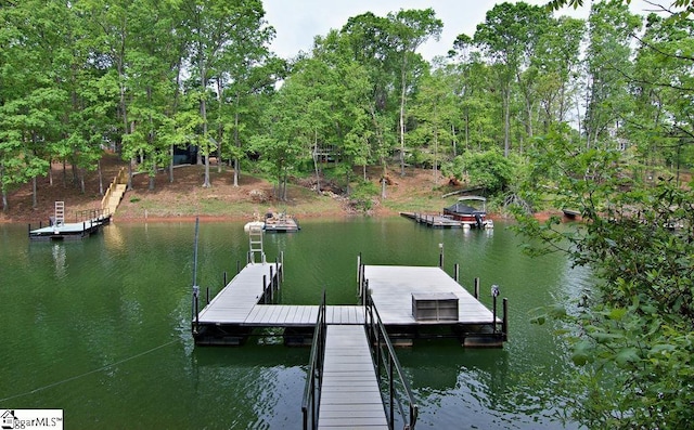 dock area featuring a water view