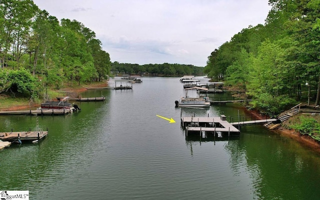 view of dock featuring a water view