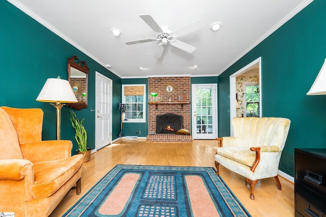 2 Finley Ct, Mauldin, SC 29662 - living room with crown molding, baseboards, a fireplace, and hardwood / wood-style flooring