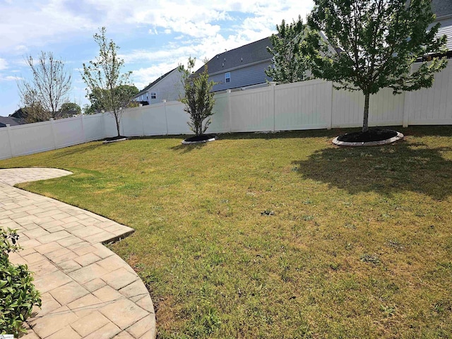 view of yard featuring a fenced backyard