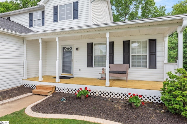 exterior space with covered porch