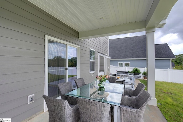 38 Comanche Trl, Greenville, SC 29607 - view of patio / terrace featuring fence and outdoor dining area