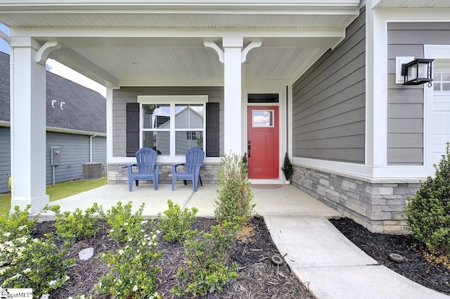 38 Comanche Trl, Greenville, SC 29607 - view of exterior entry featuring a porch and central AC unit