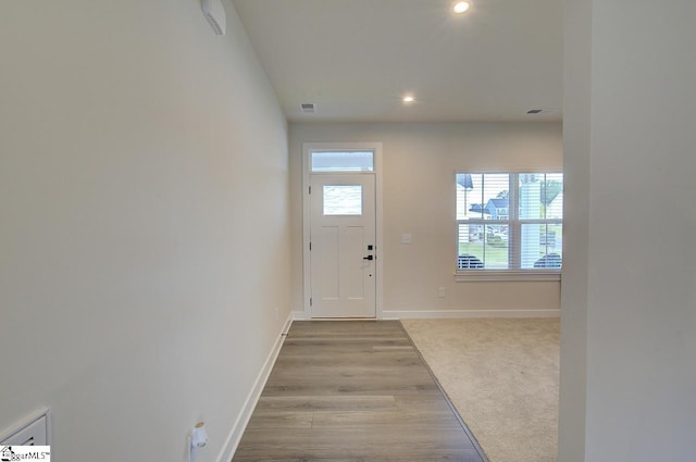38 Comanche Trl, Greenville, SC 29607 - entryway featuring baseboards, recessed lighting, light wood-style flooring, and visible vents