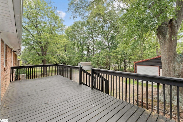 deck with a garage