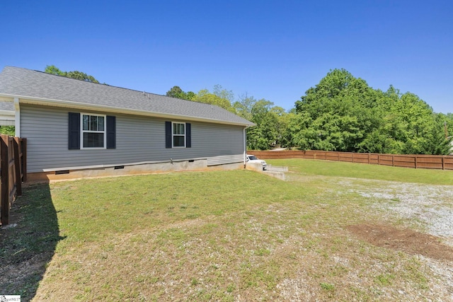view of yard with a fenced backyard