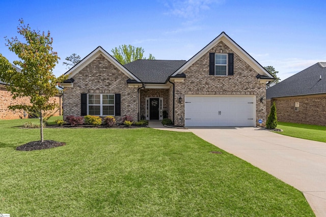 305 Fox Brook Ct, Taylors, SC 29687 - view of front of property with a garage, driveway, a front lawn, and brick siding