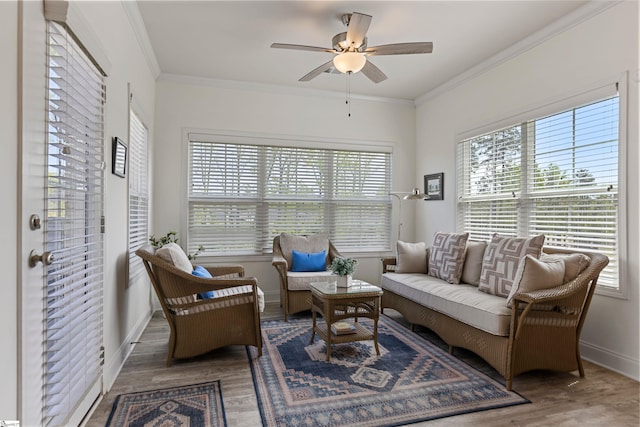 305 Fox Brook Ct, Taylors, SC 29687 - interior space featuring baseboards, plenty of natural light, a ceiling fan, and wood finished floors