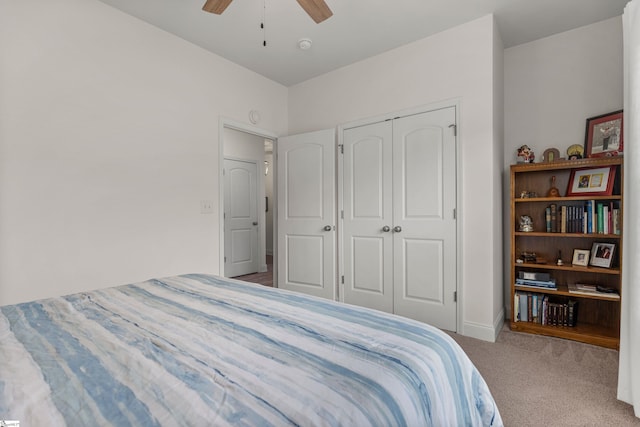 305 Fox Brook Ct, Taylors, SC 29687 - carpeted bedroom featuring baseboards, a ceiling fan, and a closet