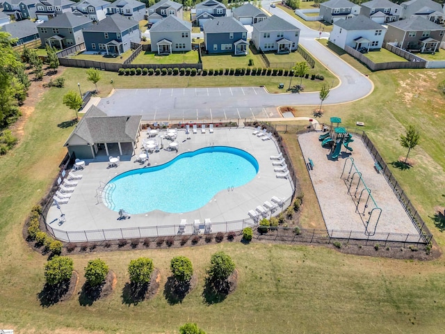 drone / aerial view featuring a residential view