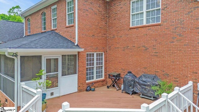 268 Antrim Ave, Moore, SC 29369 - wooden deck featuring a sunroom