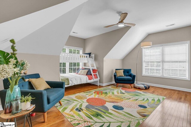 268 Antrim Ave, Moore, SC 29369 - bedroom featuring visible vents, wood-type flooring, and vaulted ceiling