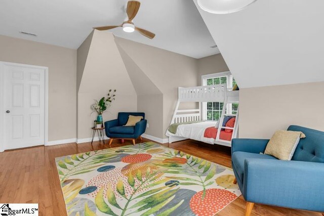 268 Antrim Ave, Moore, SC 29369 - bedroom featuring baseboards, ceiling fan, wood finished floors, and vaulted ceiling