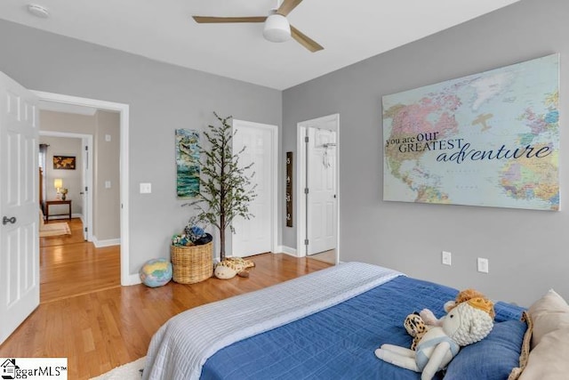 268 Antrim Ave, Moore, SC 29369 - bedroom featuring baseboards, ceiling fan, and wood finished floors