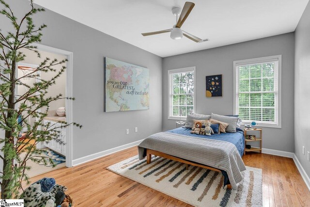 268 Antrim Ave, Moore, SC 29369 - bedroom with baseboards, a ceiling fan, and wood finished floors