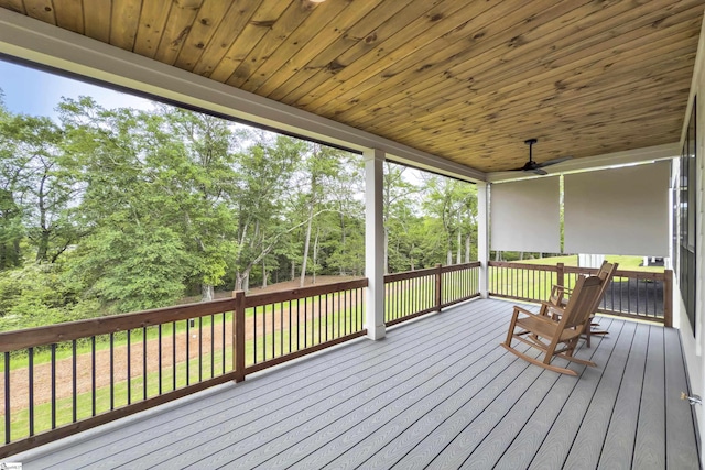 wooden deck featuring a lawn
