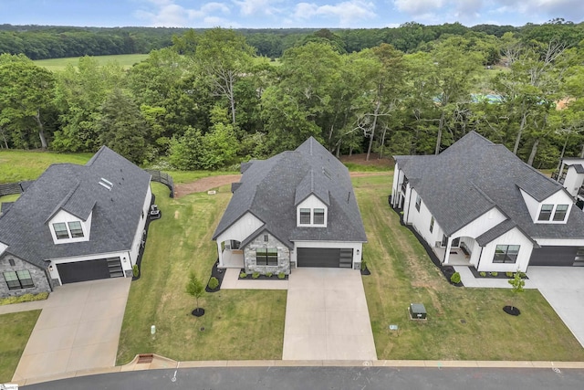 bird's eye view with a view of trees