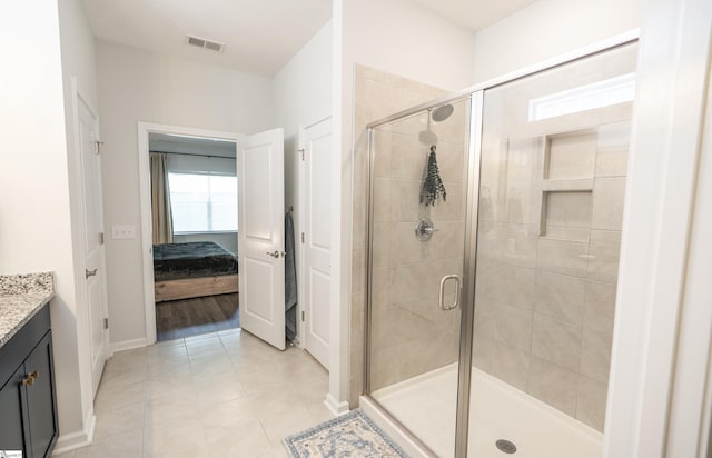 429 Rubia Dr, Greenville, SC 29607 - bathroom with vanity, a shower stall, ensuite bath, and visible vents