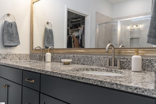 429 Rubia Dr, Greenville, SC 29607 - full bathroom with double vanity, a shower stall, and a sink