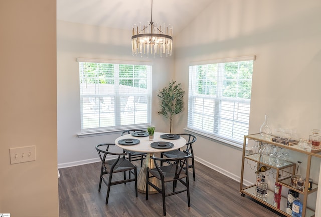 429 Rubia Dr, Greenville, SC 29607 - dining space featuring a chandelier, dark wood-style floors, and a healthy amount of sunlight
