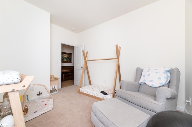 living area featuring carpet floors