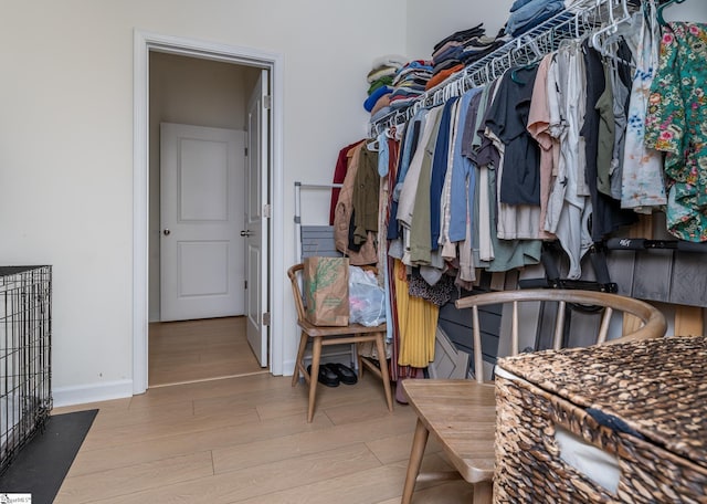 spacious closet with wood finished floors