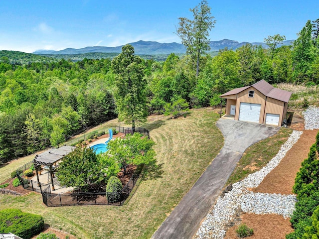 129 Eliza Ln, Marietta, SC 29661 - birds eye view of property featuring a mountain view and a forest view