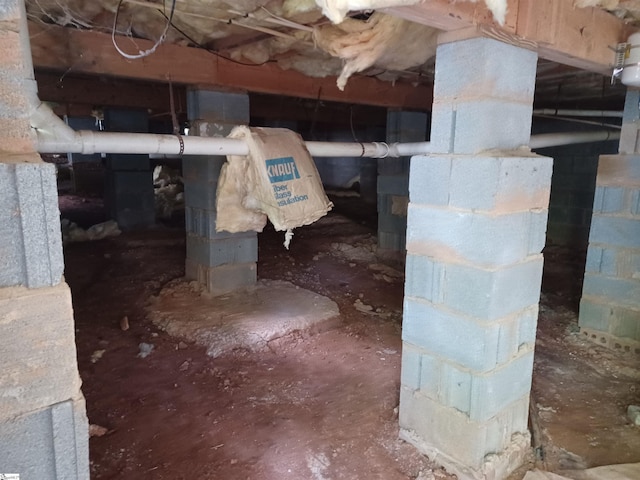 view of inside crawl space