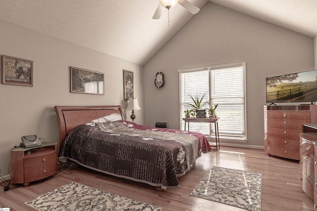 104 Bellewood Dr, Easley, SC 29640 - bedroom with baseboards, a ceiling fan, wood finished floors, and high vaulted ceiling