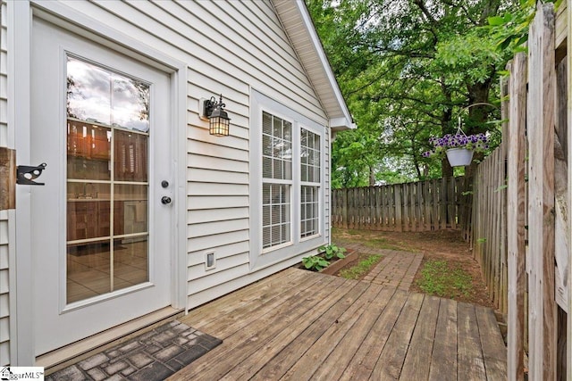 deck featuring a fenced backyard