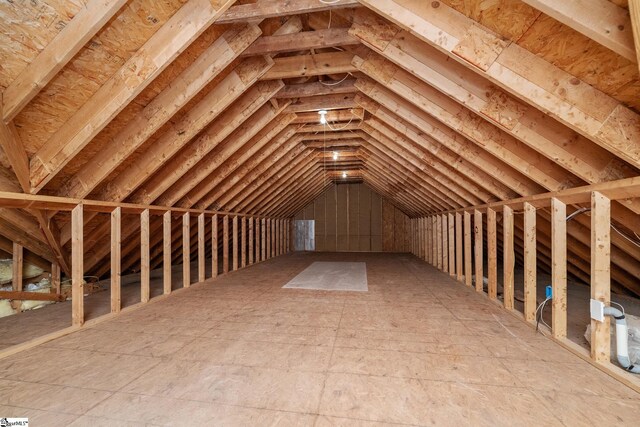 view of unfinished attic