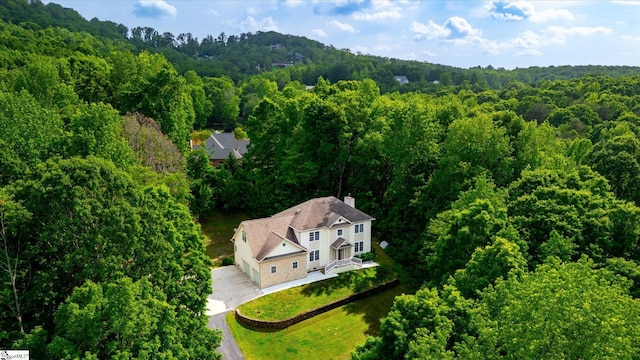 aerial view with a forest view