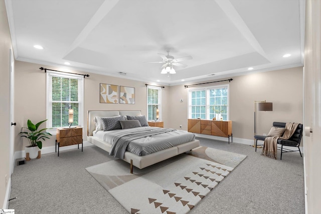 49 Pleasant Valley Trl, Travelers Rest, SC 29690 - carpeted bedroom with a raised ceiling, recessed lighting, multiple windows, baseboards, and ornamental molding