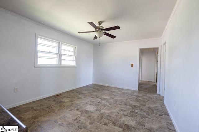 2403 Dobbins Bridge Rd, Anderson, SC 29626 - unfurnished room featuring crown molding, a ceiling fan, baseboards, and stone finish floor
