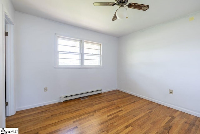 2403 Dobbins Bridge Rd, Anderson, SC 29626 - empty room with light wood-style floors, baseboards, ceiling fan, and baseboard heating