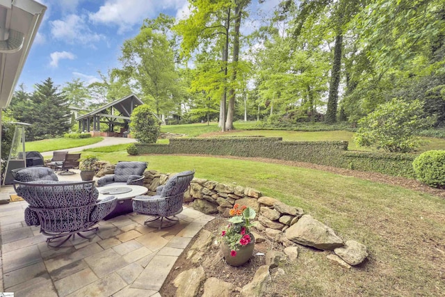 view of patio featuring a gazebo