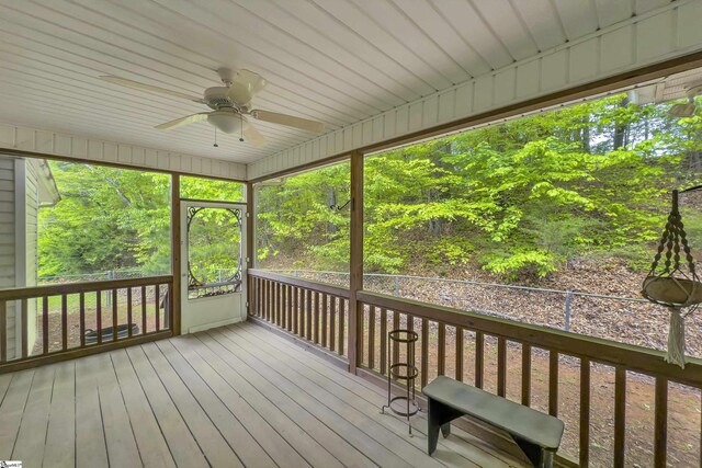 201 Cedar Creek Ln, Seneca, SC 29678 - unfurnished sunroom featuring ceiling fan