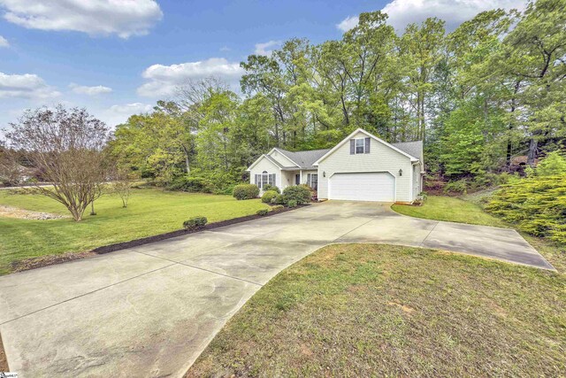 201 Cedar Creek Ln, Seneca, SC 29678 - view of front of home featuring an attached garage, a front yard, and concrete driveway