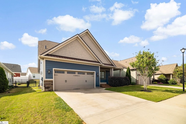 180 Bur Oak Dr, Taylors, SC 29687 - craftsman inspired home featuring a standing seam roof, driveway, a front yard, fence, and an attached garage