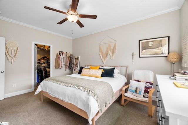 180 Bur Oak Dr, Taylors, SC 29687 - bedroom featuring crown molding, baseboards, a closet, a spacious closet, and carpet