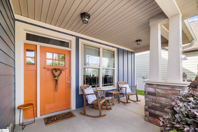 180 Bur Oak Dr, Taylors, SC 29687 - doorway to property with board and batten siding and a porch